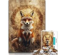 Adult Puzzles Animal Fox Adult Jigsaws 1000 Pieces Difficult,with Fully Interlocking Randomly Shaped Pieces for And 14 Years Old 50x75cm
