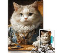 Adult Puzzles Aristocratic Cat Jigsaw Puzzles for Teenagers,Family Game Stress Reliever Difficult Challenge Secret Santa Gifts 26x38cm
