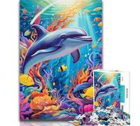 Adult Puzzles Art Dolphin 1000 Piece Jigsaw Puzzles for Teenagers,Train Your Brain And Hands Birthday Present, Gifts 26x38cm