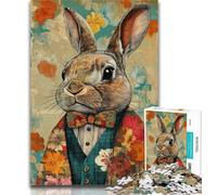 Adult Puzzles Artistic Bunny 1000 Pieces Jigsaw Puzzles for Adults And Teens,Vibrant And Unique Design Relaxing & Challenging Puzzle Experience 50x75cm
