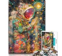 Adult Puzzles Astronaut Praying Adult Jigsaws 1000 Pieces Difficult,with Fully Interlocking Randomly Shaped Pieces for And 14 Years Old 26x38cm