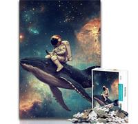 Adult Puzzles Astronaut Riding A Whale Jigsaw Puzzles 1000 Pieces for Adults Teens,Artistic Wall Decor & Birthday Gift Idea for Friends, Home Office (26x38cm)