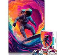 Adult Puzzles Astronaut Space Surfing Jigsaw Puzzle 1000 Pieces for Adults,Educational Game for Birthday, Chrismas for Ages 14+ 26x38cm