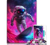 Adult Puzzles Astronaut Space Surfing Jigsaw Puzzles 1000 Pieces for Adults Teens,Artistic Wall Decor & Birthday Gift Idea for Friends, Home Office (50x75cm)