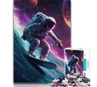 Adult Puzzles Astronaut Surfing 1000 Piece Jigsaw Puzzle for Adults Teens,Interesting Stress Reduction Parent-child Interaction (50x75cm)