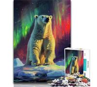 Adult Puzzles Aurora Polar Bear Jigsaws Puzzles 1000 Pieces for Teenagers Gifts,Birthday Gift Idea for Adults, Family Game And Hobby (26x38cm)
