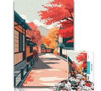 Adult Puzzles Autumn Street in Japan Jigsaw Puzzles for Adults 1000 Piece,Decompressing Intellectual Educational Toy Secret Santa Gifts 26x38cm