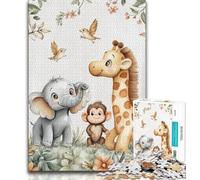 Adult Puzzles Baby Chimpanzee Elephant Giraffe Jigsaws Puzzles 1000 Pieces for Teenagers Gifts,Birthday Gift Idea for Adults, Family Game And Hobby (50x75cm)