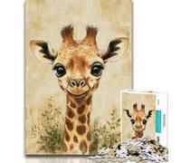 Adult Puzzles Baby Giraffe Jigsaw Puzzles 1000 Pieces for Adults Teens,Artistic Wall Decor & Birthday Gift Idea for Friends, Home Office 26x38cm