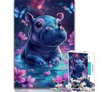 Adult Puzzles Baby Hippo Jigsaw Puzzles for Adults 1000 Piece,Stress Reliever Difficult Challenge Unique Home Decor And Gifts (26x38cm)