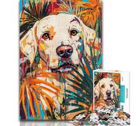 Adult Puzzles Basquiat-style Labrador Adult Jigsaws 1000 Pieces Difficult,Charcoal Art Staycation Kill Time for Home Decoration 26x38cm