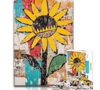 Adult Puzzles Basquiat-style Sunflowers Jigsaw Puzzles for Adults,Brain Teaser Game Wall Decoration Unique Birthday And Xmas Gifts 26x38cm