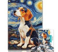 Adult Puzzles Beagle at Night 1000 Pieces Jigsaw Puzzles For Teens And Adults,Fully Interlocking & Randomly Shaped Pieces 26x38cm