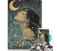 Adult Puzzles Beautiful Anime Girl with Moon Jigsaw Puzzle 1000 Pieces for Adults,Educational Game for Birthday, Chrismas for Ages 14+ (26x38cm)