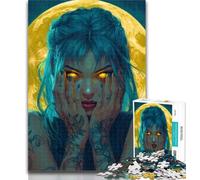 Adult Puzzles Beautiful Anime Girl with Moon Jigsaw Puzzles 1000 Pieces for Adults Teens,Artistic Wall Decor & Birthday Gift Idea for Friends, Home Office 26x38cm