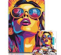 Adult Puzzles Bitcoin Girl 1000 Piece Jigsaw Puzzle for Adults Teens,Interesting Stress Reduction Parent-child Interaction 26x38cm