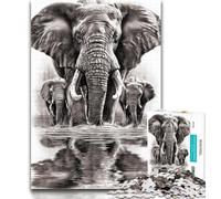 Adult Puzzles Black And White Elephant Puzzles for Teenagers 1000 Pieces,Decompressing Intellectual Educational Toy Great Gifts And Toys 26x38cm