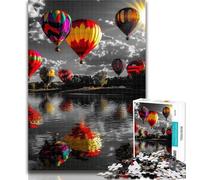 Adult Puzzles Black And White Hot Air Balloon Jigsaw Puzzles for Teenagers 1000 Pieces,Challenging Game for The Whole for Women, Gifts for Men 26x38cm