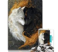 Adult Puzzles Black And White Wolf 1000 Pieces Jigsaw Puzzles for Adults And Teens,Challenging Difficult with Fully Interlocking Randomly Shaped Pieces (50x75cm)