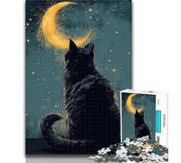 Adult Puzzles Black Cat Jigsaw Puzzles for Teenagers 1000 Piece,Learning Educational Toys Family Games Birthday Present, Gifts 50x75cm