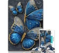 Adult Puzzles Blue Beautiful Butterfly 1000 Pieces Jigsaw Puzzles for Adults And Teens,Challenging Difficult with Fully Interlocking Randomly Shaped Pieces (50x75cm)