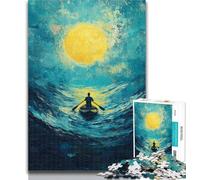 Adult Puzzles Boat Under The Night Sky Adult Jigsaws 1000 Pieces Difficult,with Fully Interlocking Randomly Shaped Pieces for And 14 Years Old 50x75cm