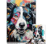 Adult Puzzles Border Collie Jigsaw Puzzles for Teenagers 1000 Pieces,Challenging Game for The Whole for Women, Gifts for Men 75x50cm