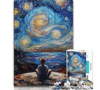 Adult Puzzles Boy Under The Stars 1000 Pieces Jigsaw Puzzles for Adults And Teens,for Educational Game Challenge Toy Artists Collection, Fine Art (50x75cm)