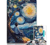 Adult Puzzles Boy Under The Stars Jigsaw Puzzle 1000 Pieces for Adults,Fun Activity for Home, Rainy Days Toys, Birthday Gifts (50x75cm)
