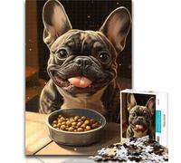 Adult Puzzles Bulldog Eating Puzzles for Teenagers 1000 Pieces,Brain Teaser Game Wall Decoration Unique Birthday And Xmas Gifts 50x75cm