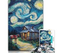 Adult Puzzles Cabin Under The Night Sky Jigsaw Puzzles for Adults 1000 Piece,Family Game Birthday Gifts.Challenge High Difficulty 26x38cm