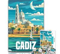 Adult Puzzles Cadiz Spain Travel 1000 Piece Jigsaw Puzzles for Teenagers,Train Your Brain And Hands Birthday Present, Gifts 75x50cm