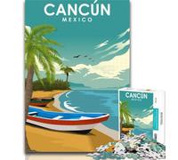 Adult Puzzles Cancun Mexico Travel Print 1000 Piece Jigsaw Puzzles for Teenagers,Train Your Brain And Hands Birthday Present, Gifts 75x50cm