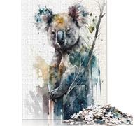 Adult Puzzles Charming Koala Watercolor Puzzle Adult Jigsaw Puzzle for Adults& Teens Age 12 Years Up 500pcs (52x38cm)