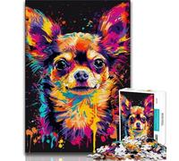 Adult Puzzles Chihuahua DJ Neon Jigsaw Puzzles for Teenagers 1000 Piece,Learning Educational Toys Family Games Birthday Present, Gifts (26x38cm)