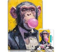 Adult Puzzles Chimpanzee Jigsaw Puzzles 1000 Pieces for Adults Teens,Artists Collection, Fine Art for Age 14 Years Up 50x75cm