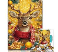 Adult Puzzles Christmas Deer Jigsaw Puzzles for Adults,Brain Teaser Game Wall Decoration Unique Birthday And Xmas Gifts 50x75cm