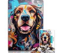 Adult Puzzles Cocker Spaniel Graffiti Jigsaw Puzzles for Teenagers 1000 Pieces,Challenging Game for The Whole for Women, Gifts for Men 75x50cm