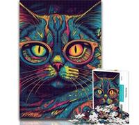Adult Puzzles Colored Cat 1000 Piece Jigsaw Puzzles for Adults & Teens,Toys Educational Games Stress Relieving Unique Home Decor And Gifts 26x38cm