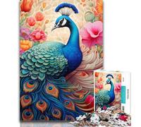 Adult Puzzles Colorful Art Peacock 1000 Piece Jigsaw Puzzles for Teenagers Gifts,Artists Collection, Fine Art for Age 14 Years Up 75x50cm