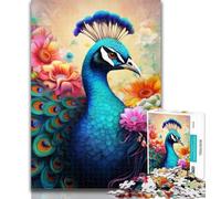 Adult Puzzles Colorful Art Peacock Jigsaw Puzzles for Teenagers 1000 Pieces,Challenging Game for The Whole for Women, Gifts for Men 75x50cm