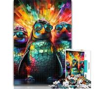 Adult Puzzles Colorful Art Penguin 1000 Piece Jigsaw Puzzle for Adults Teens,Interesting Stress Reduction Parent-child Interaction 26x38cm