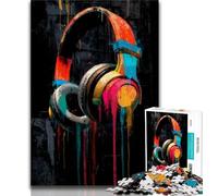 Adult Puzzles Colorful Headphones 1000 Piece Jigsaw Puzzles for Adults & Teens,Toys Educational Games Stress Relieving Unique Home Decor And Gifts (26x38cm)