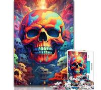 Adult Puzzles Colorful Skulls 1000 Pieces Jigsaw Puzzles For Teens And Adults,Educational Games Home Decoration Deal As Gifts for The Whole Family 75x50cm