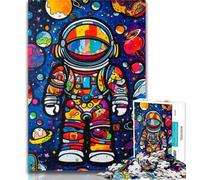 Adult Puzzles Colourful Astronauts Jigsaw Puzzle 1000 Pieces for Adults,Fun Activity for Home, Rainy Days Toys, Birthday Gifts 26x38cm
