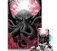 Adult Puzzles Cosmic Cthulhu Octopoid Adult Jigsaws 1000 Pieces Difficult,with Fully Interlocking Randomly Shaped Pieces for And 14 Years Old 26x38cm