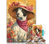 Adult Puzzles Cowgirl Dogs in Wildflowers Jigsaw Puzzles 1000 Pieces for Adults Teens,Relax Games Is Ideal As A Gift for The Whole Family 26x38cm