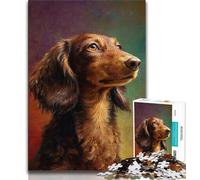 Adult Puzzles Dachshund Oil Painting 1000 Piece Jigsaw Puzzles for Adults & Teens,Toys Educational Games Stress Relieving Unique Home Decor And Gifts (50x75cm)