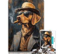 Adult Puzzles Dachshund Smoking Cigarette 1000 Pieces Jigsaw Puzzle for Adults& Teens,Family Game Birthday Gifts.Challenge High Difficulty 26x38cm