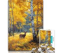 Adult Puzzles Deer in Autumn Forest 1000 Pieces Jigsaw Puzzles For Teens And Adults,Fully Interlocking & Randomly Shaped Pieces 26x38cm